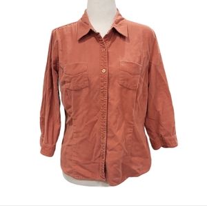 Vintage Lee Corduroy 100% cotton 3/4 sleeve button down shirt casual L